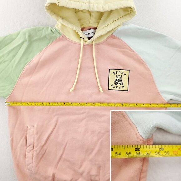 Teddy Fresh Hoodie Pastel Colorblock Pullover Embroidered Logo Medium - Picture 8 of 14